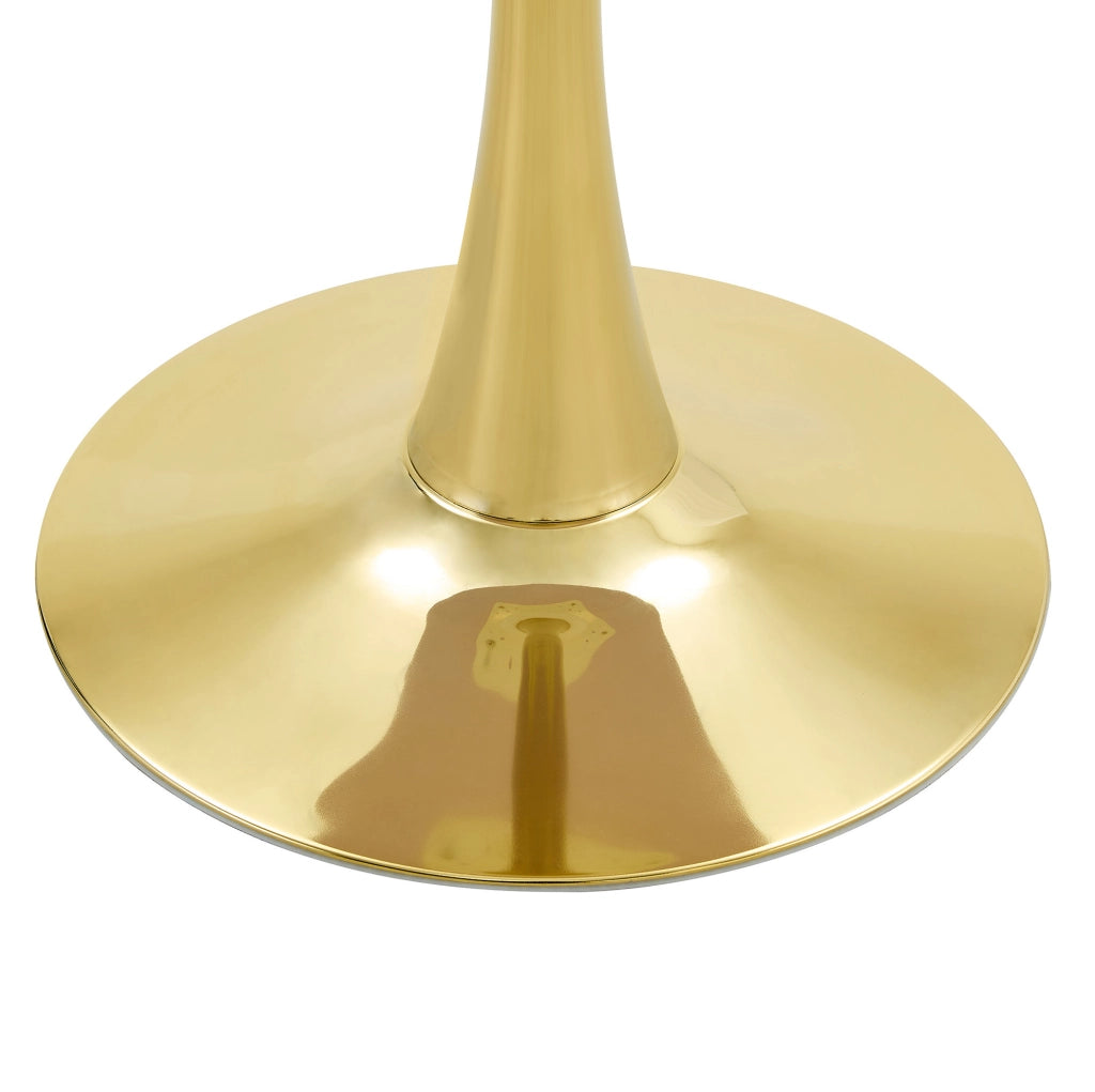Tavolo rotondo in MDF e metallo; 72 cm; bianco e oro; base centrale