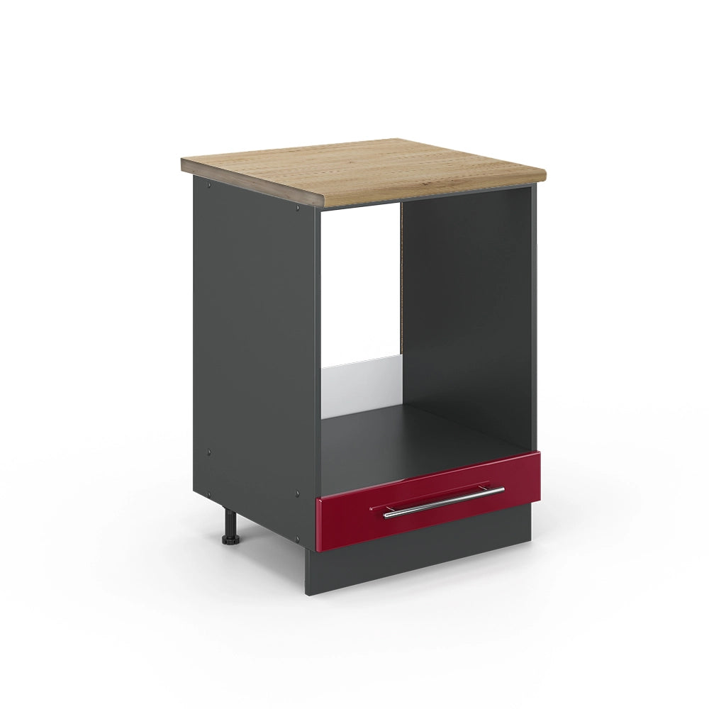 Mobile per forno da incasso Fame-Line Bordeaux lucido/Antracite 60 cm, PL Rovere Vicco