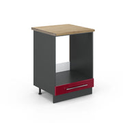 Mobile per forno da incasso Fame-Line Bordeaux lucido/Antracite 60 cm, PL Rovere Vicco