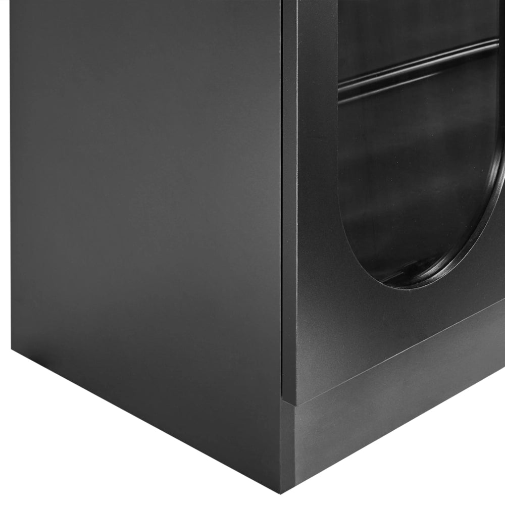 Vetrinetta in vetro Nero Particle Board Vetro temperato con ripiani e cassetti Sala da pranzo Elegante