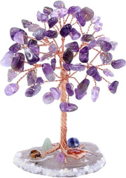 Pietra di cristallo di vita 9-10 cm ametista albero di gelso cristalli curativi cristalli naturali - Per uso domestico e ufficio con energia reiki - Regalo per chakra - Decorativo e spirituale - Scultura di ametista