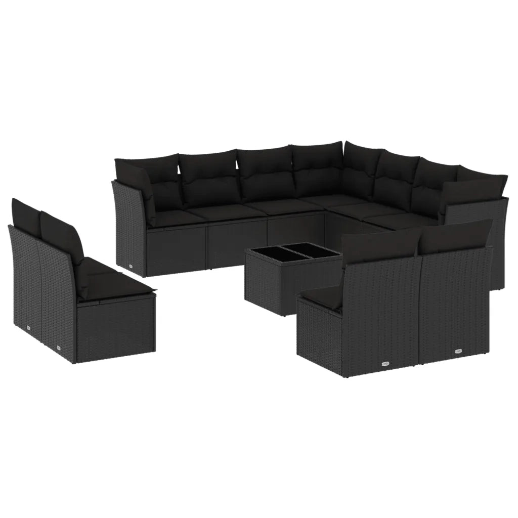 Set Divani da Giardino 12 pz con Cuscini Nero in Polyrattancod mxl 87401