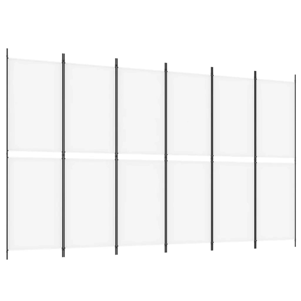 Divisorio a 6 Pannelli Bianco 300 x 180 cm Tessuto 350222