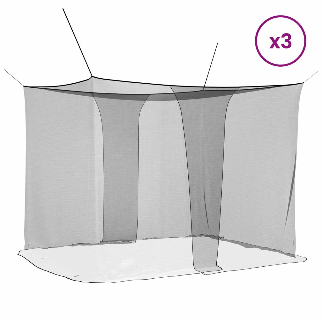 Zanzariera per letto 156 maglia 3 pcs Nero Poliestere 42033577