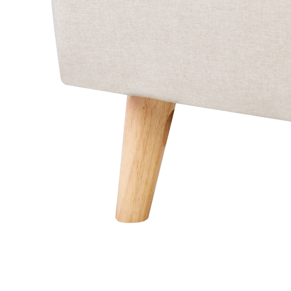 Letto a doghe Tessuto in poliestere beige Gambe in legno imbottite 180 x 200 cm Design moderno