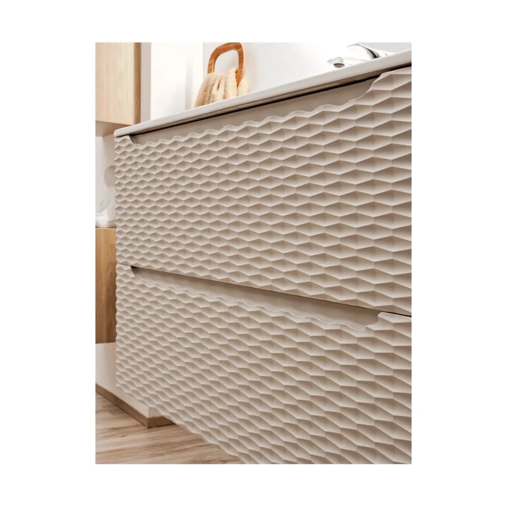 Mobile sottolavabo YOKA – Beige e rovere chiaro 70 cm