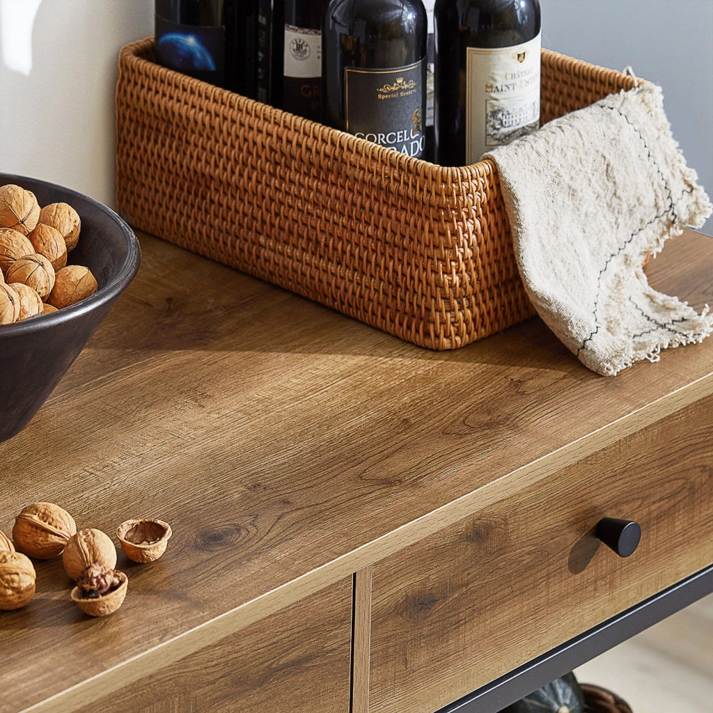 Carrello da cucina con 2 cassetti Mobile da ingresso Credenza Carrello portaoggetti design industriale, FKW112-PF
