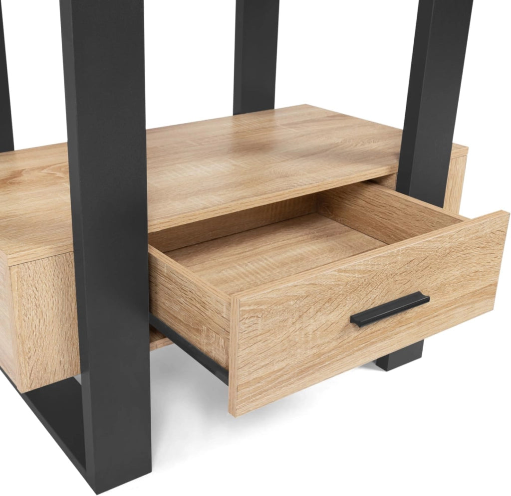 PHOENIX scaffale a 4 livelli in legno e nero con cassetto