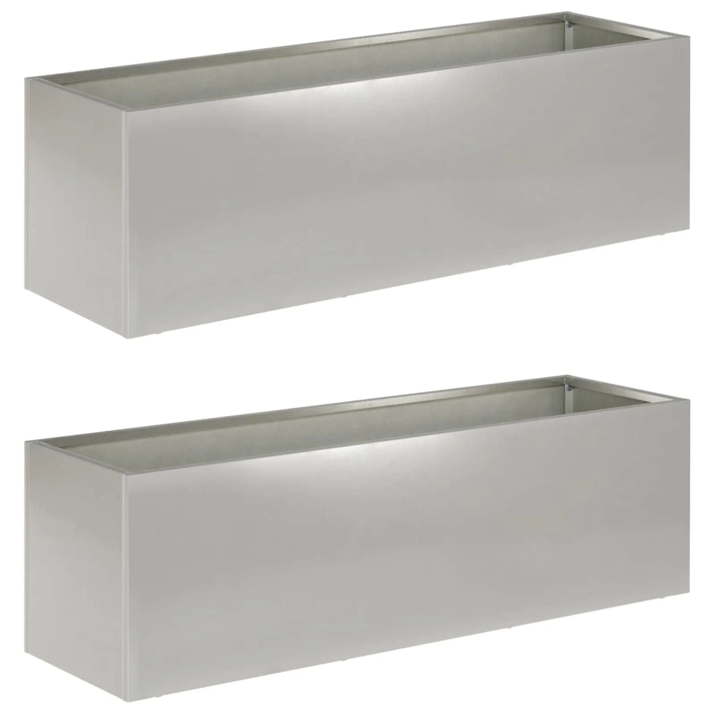 Vaso da giardino 2 pz Argento 80 x 30 x 30 cm Acciaio Inox 8005213