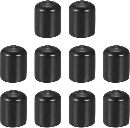 Set di 10 cappucci in gomma neri per viti e tubi da 17 mm