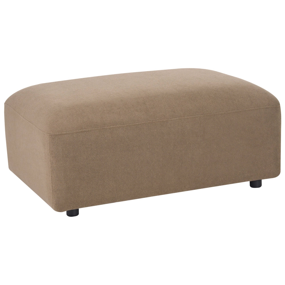 Pouf in tessuto marrone, elemento modulare per divano, poggiapiedi rettangolare, soggiorno stile moderno