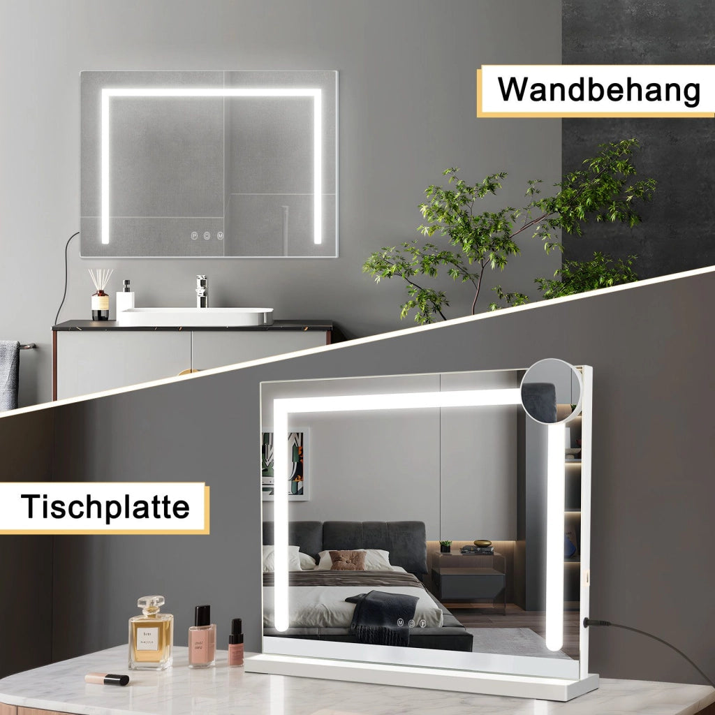 ZMH Specchio da bagno con illuminazione a LED specchio da parete bianco con funzione touch
