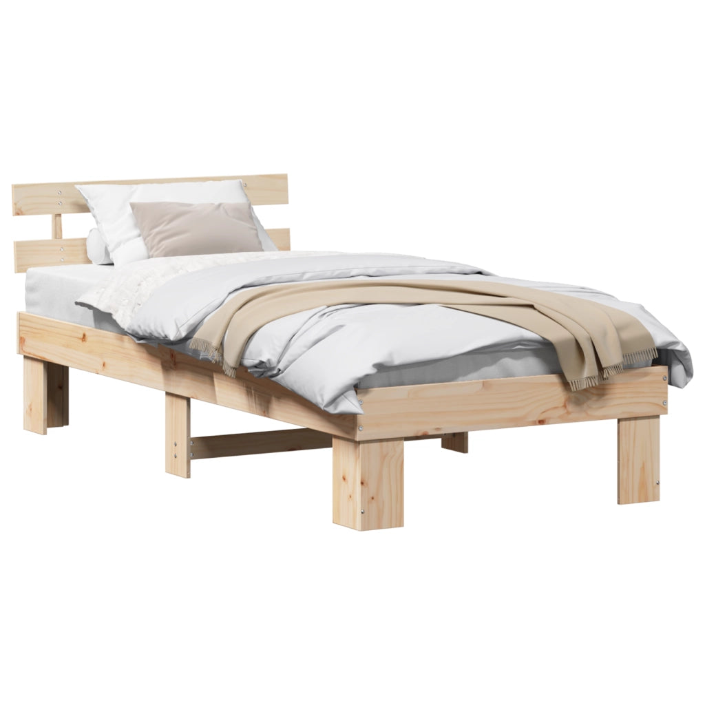 Struttura Letto con Testiera 80x200 cm in Legno Massello di Pino