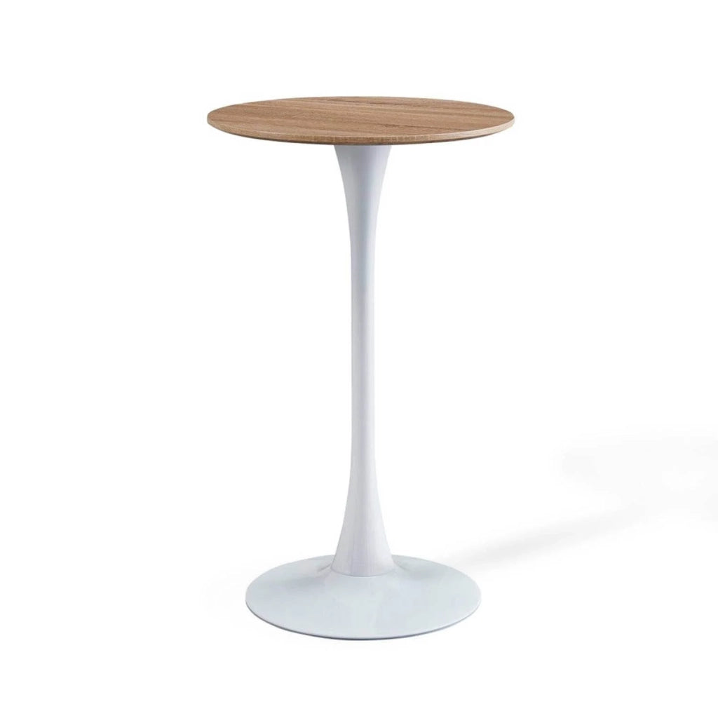 LÚZETE - MESA ALTA SAN ANTONI Ø60 CM BLANCA/ROBLE NATURALE