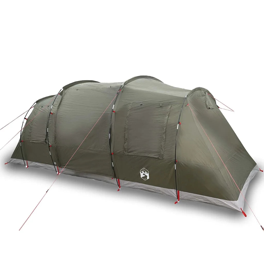 Tenda Familiare a Tunnel per 6 Persone Verde Oliva Impermeabile