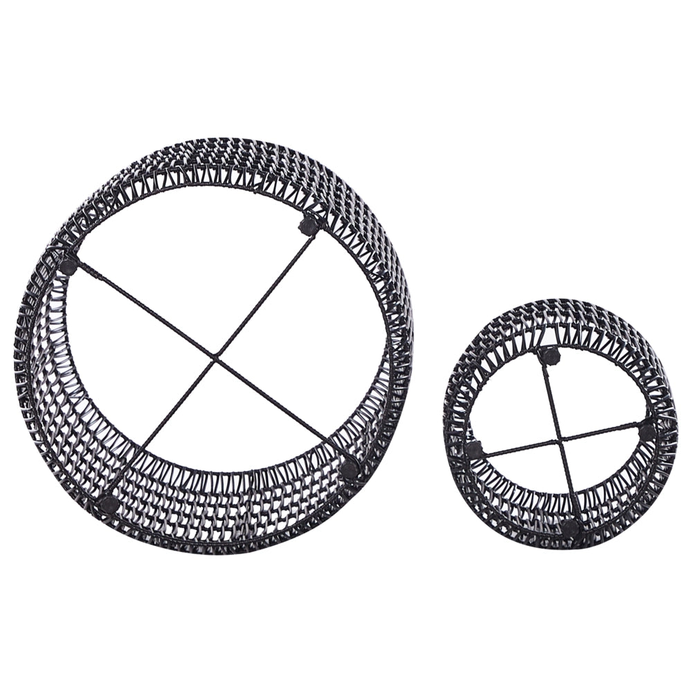 Set di 2 vasi in finto rattan nero per piante con inserto interni ed esterni