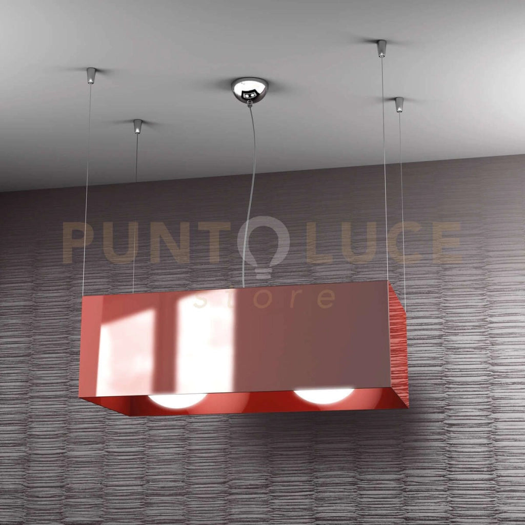 LOFT SOSPENSIONE 2 LUCI ATTACCO E27 IN METALLO ROSSO