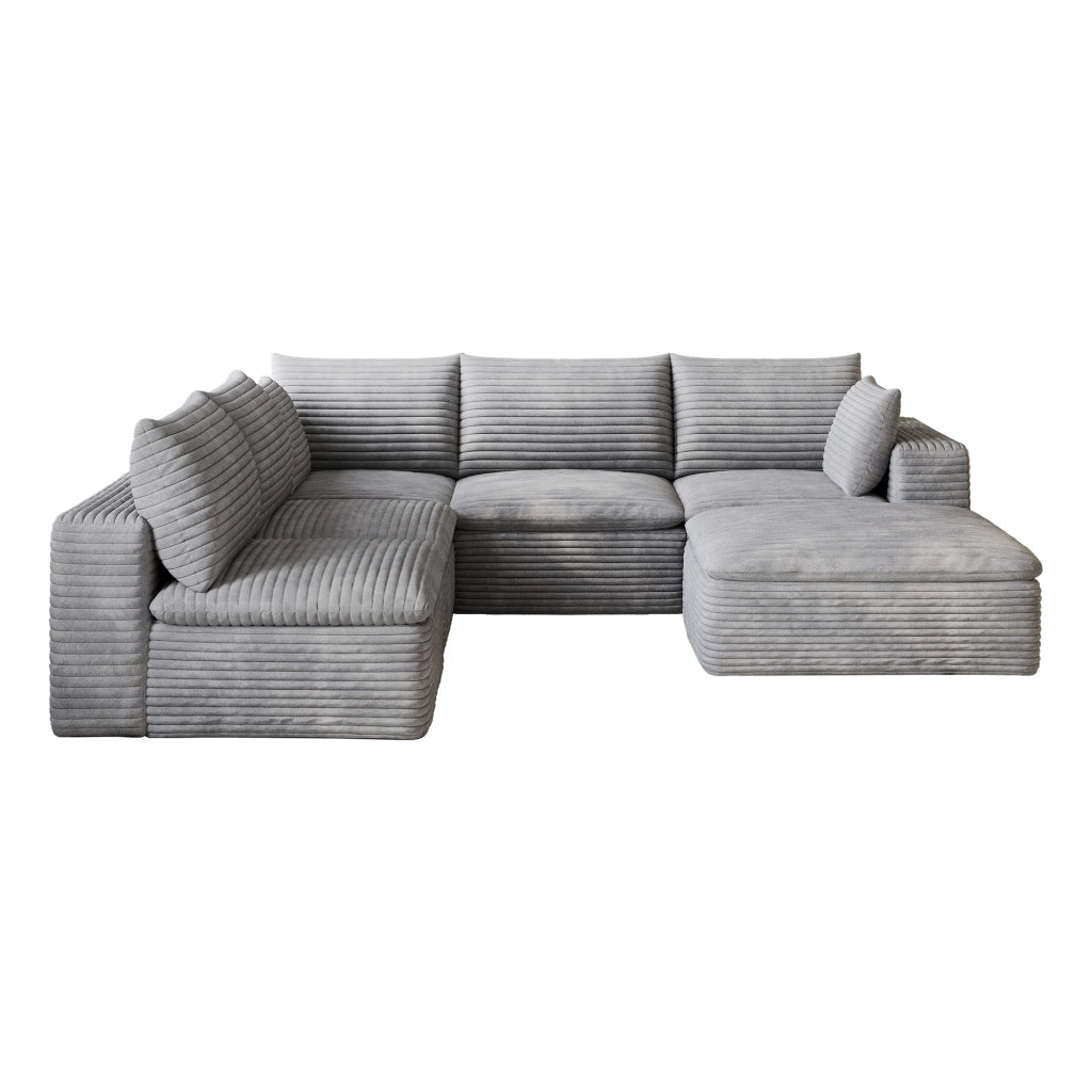 Divano Cloud 3 Posti in Velluto a Coste ¨C MINIMAL ¨C Grigio Scuro, Imbottito, Sfoderabile