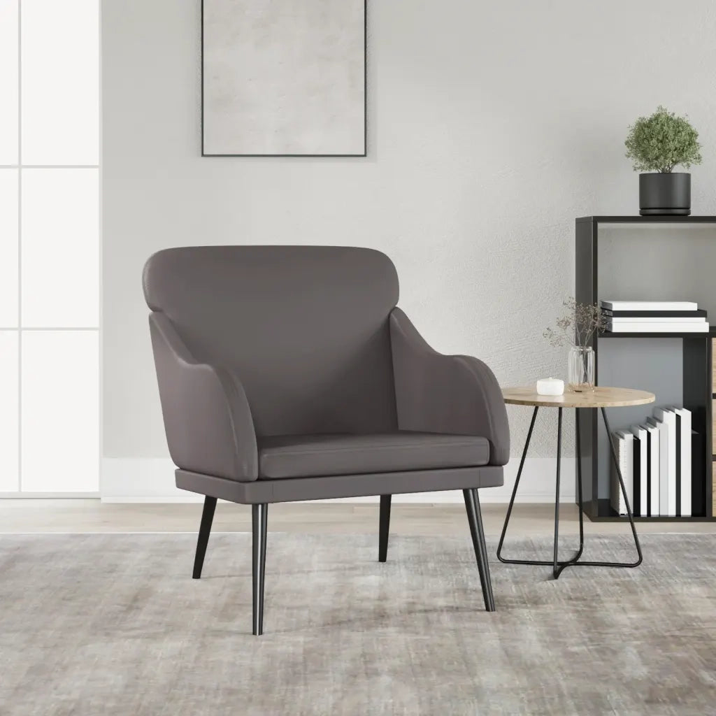 Poltrona | Sedia Relax Grigia 63x76x80 cm Similpelle