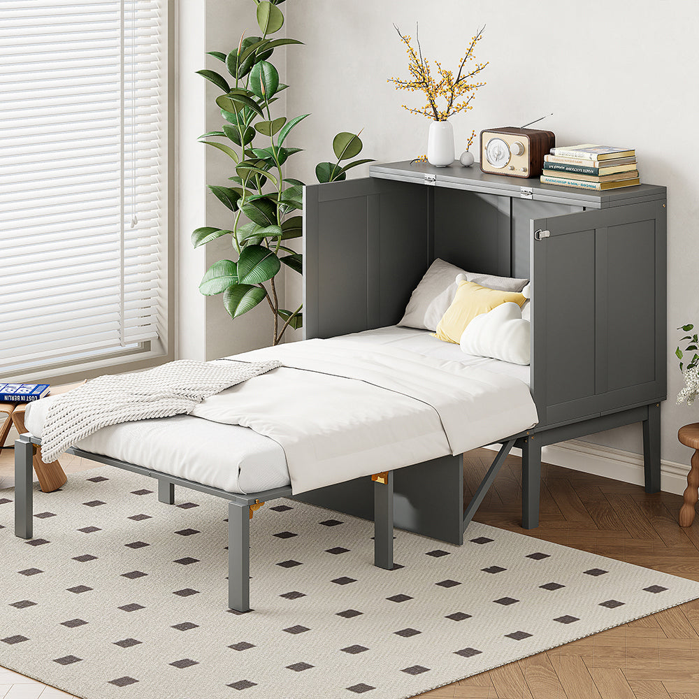 Letto a muro per bambini - Xylo - 90x200 cm - Grigio