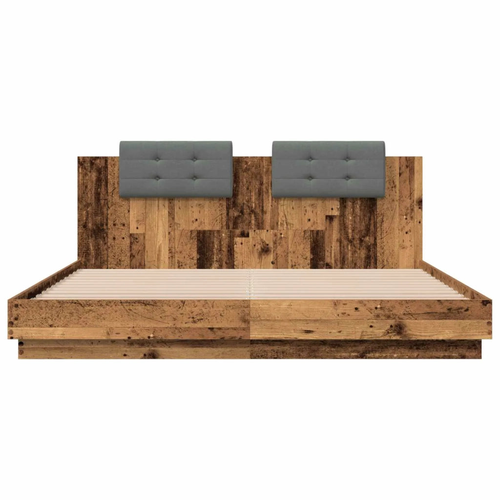 Struttura letto con testata Legno vecchio 200 x 200 cm