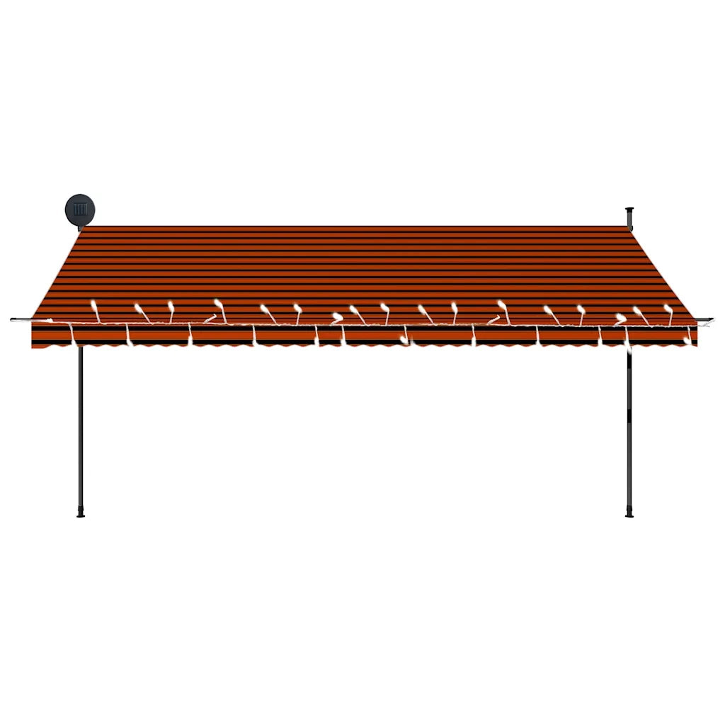 Tenda da Sole Retrattile Manuale LED-Tenda parasole per Patio 400 cm Arancione e Marrone