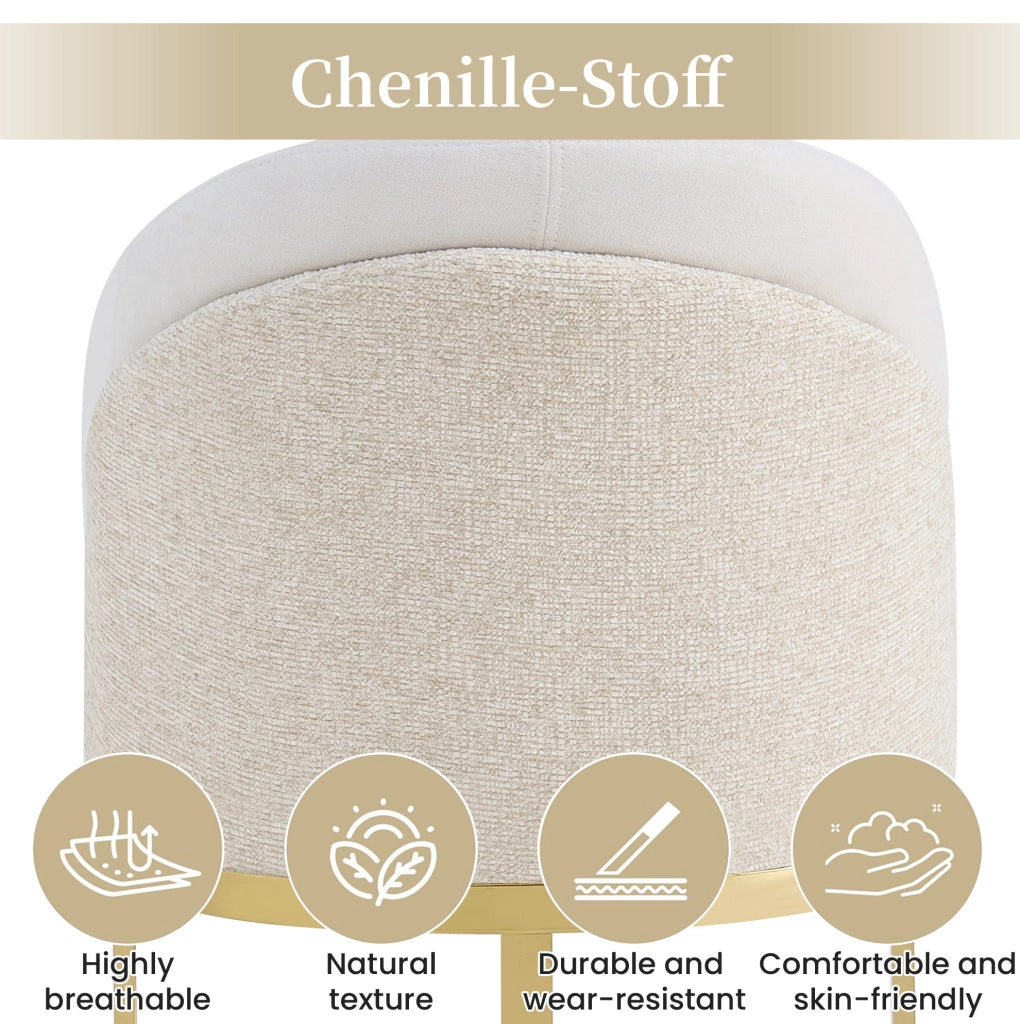 Set 2 sedie da pranzo in chenille beige e oro