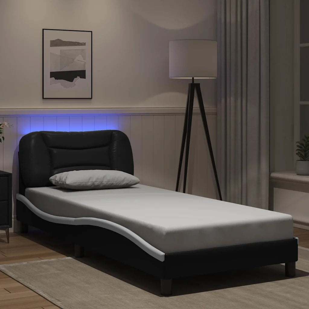 Giroletto con LED senza Materasso Hvar Nero e Bianco 80x200 cm