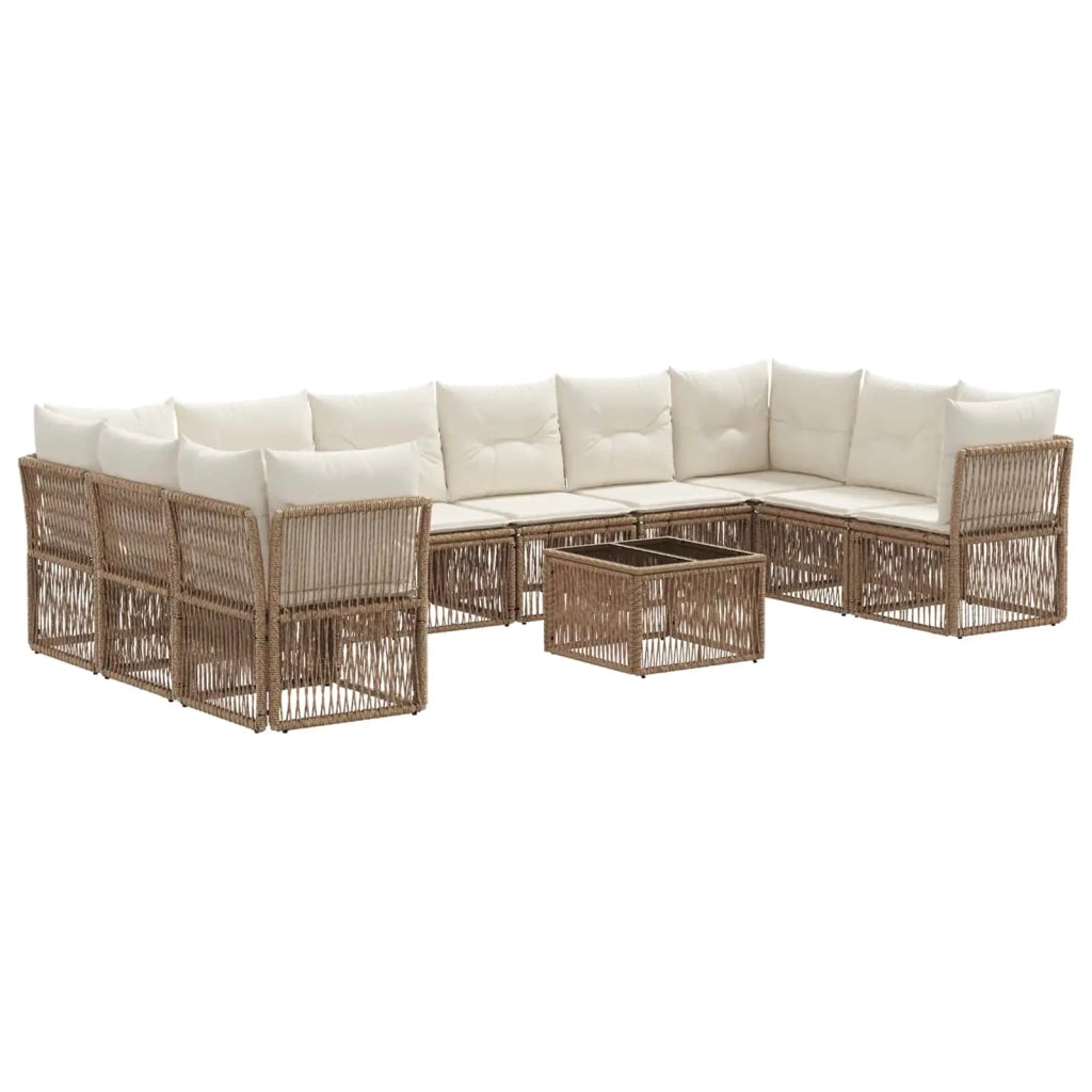 Set Divano da Giardino 11 pcs Beige polyrattan
