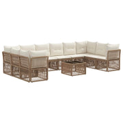 Set Divano da Giardino 11 pcs Beige polyrattan