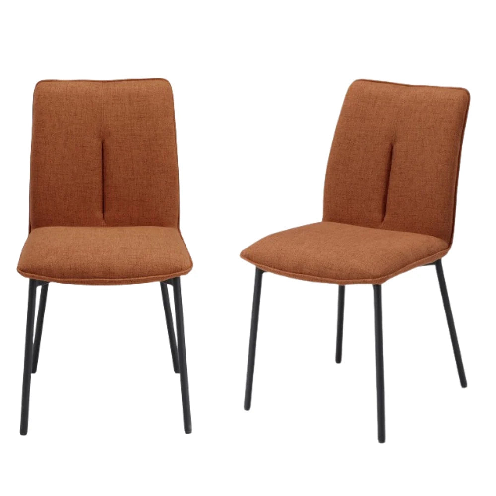 Set 2 sedie imbottita CAMILLA per cucina, sala da pranzo e soggiorno, design moderno, gambe coniche robuste finitura ghisa, schienale e seduta rivestiti con tessuto effetto doppio tono colore Ruggine