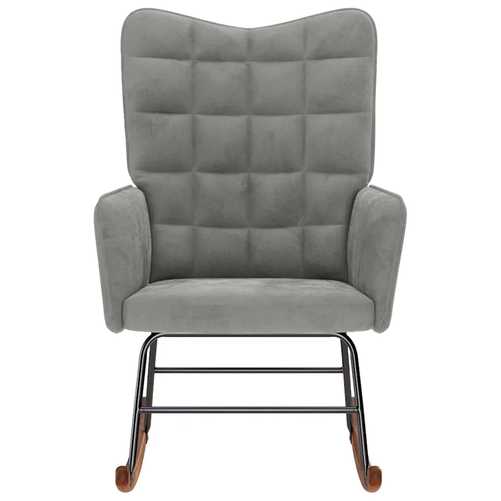 Sedia a Dondolo Grigio Chiaro in Velluto CFW4708956