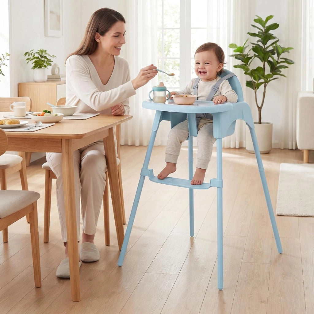 4 in 1 Seggiolone per Bambini, Vassoio Doppio Rimovibile | Cintura di Sicurezza a 5 Punti, Poggiapiedi Reversibile, per Bambini 6-36 Mesi