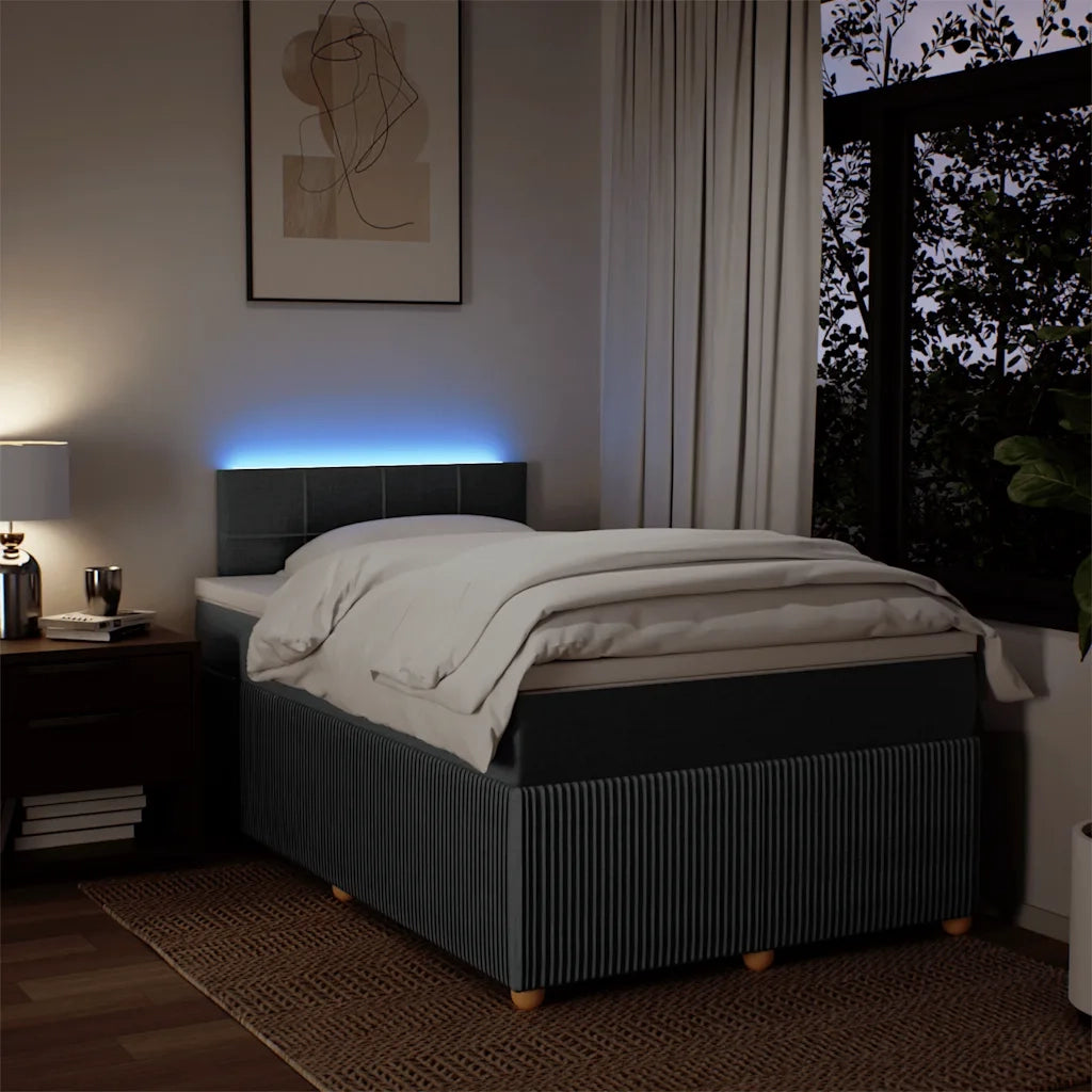 Giroletto a Molle con Materasso Grigio Scuro 120x200 cm Tessuto