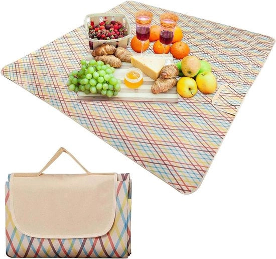 Pavillon impermeabile per picnic XXL 200 x 200 cm - Grande formato con maniglia di trasporto - Asciugabile deken per campeggio deken da spiaggia - Senza sabbia e ripiegabile - Per spiaggia campeggio giardino viaggi