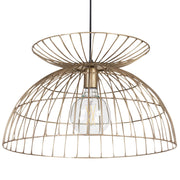 Lampadario con paralume a forma di gabbia in ferro e ottone stile moderno contemporaneo