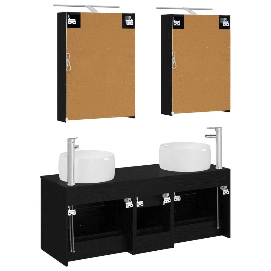 Set di mobili per il bagno 5 pcs Rovere Nero 3407032