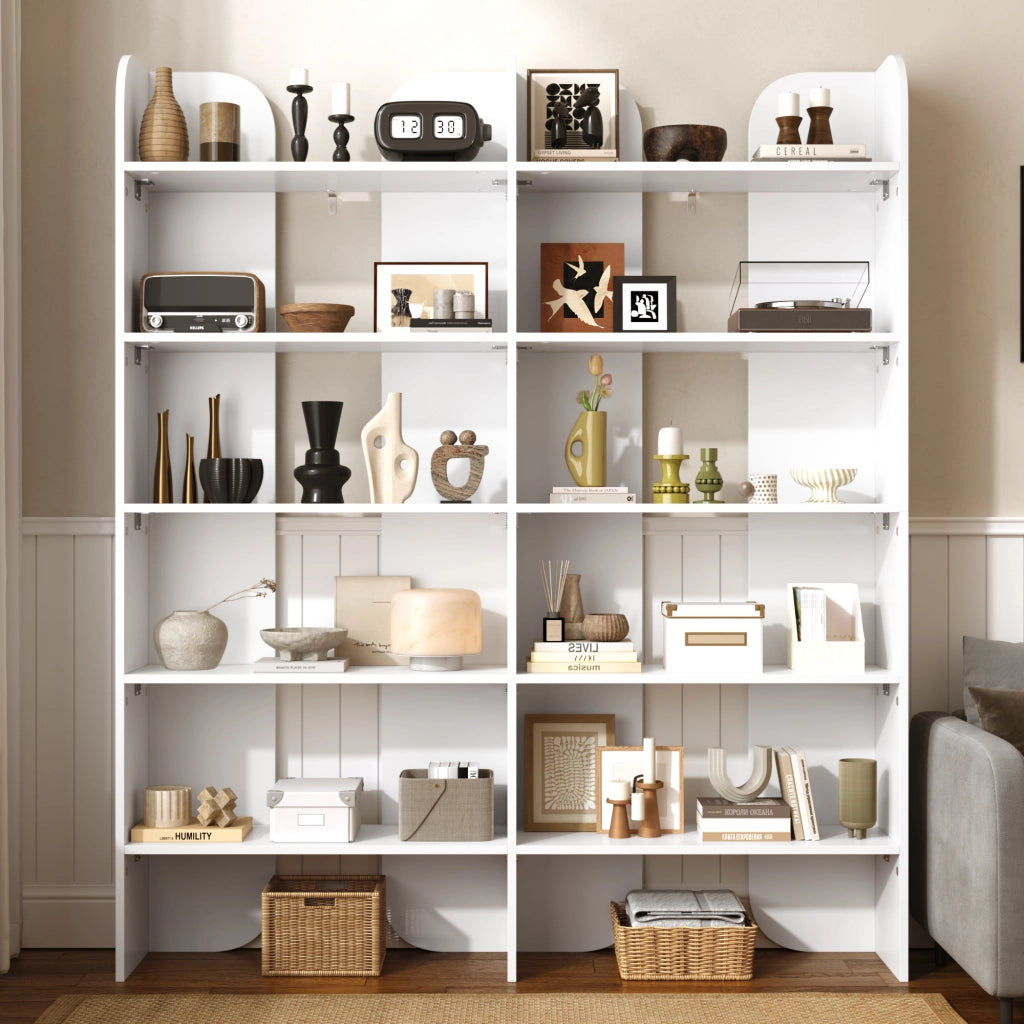 Libreria con 5 ripiani e vani centrali - per soggiorno - in truciolare - 135×25×160 cm - bianco