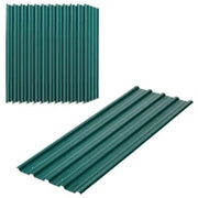 Set 12 Pannelli di Ricambio 129x45 cm per Casette da Giardino in Acciaio Zincato Verde