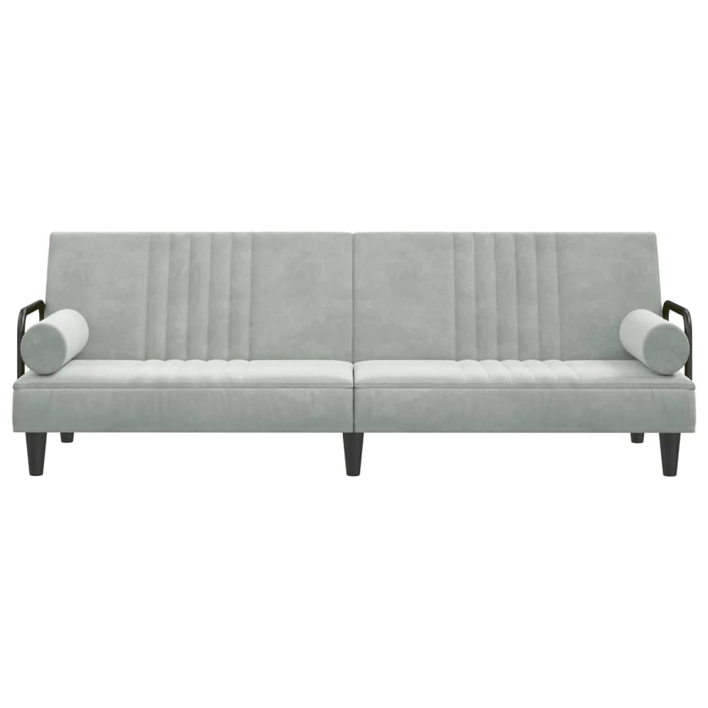 Divano letto con braccioli 205 x 89 x 70 cm velluto grigio chiaro 02_0019837