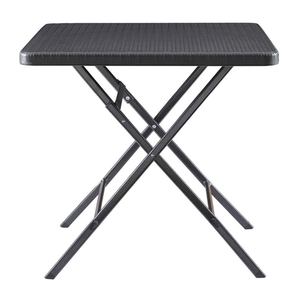 Tavolo da campeggio pieghevole 78 x 78 x 74 cm effetto rattan nero 03_0011004