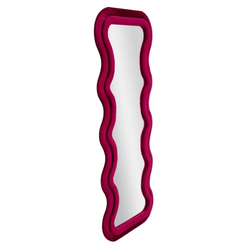 Specchio Da Muro Emily Velluto Fuxia cm 60x6x160 (misura Specchio cm 42x144)