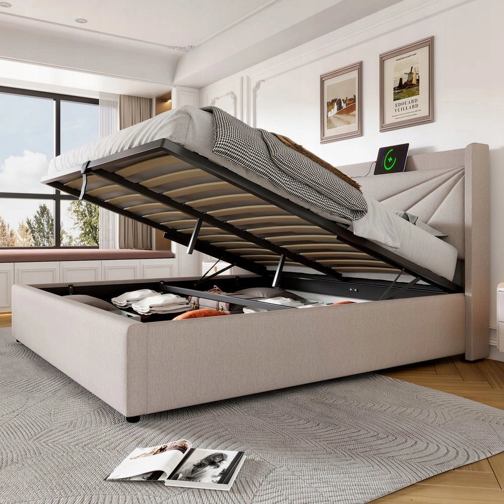 Letto con contenitore imbottito USB - Xylo - 180x200cm