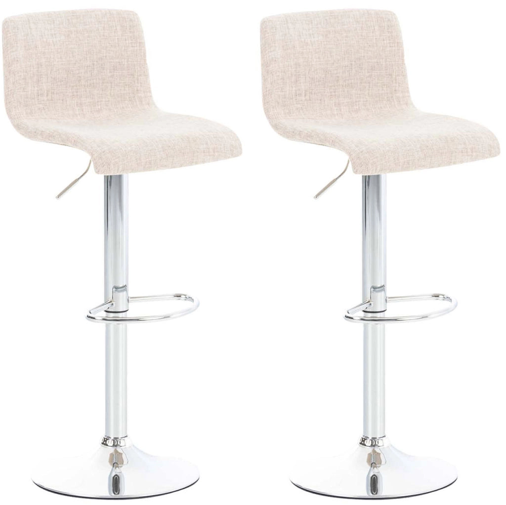 Set 2 sgabelli HOVER in tessuto crema,cromo