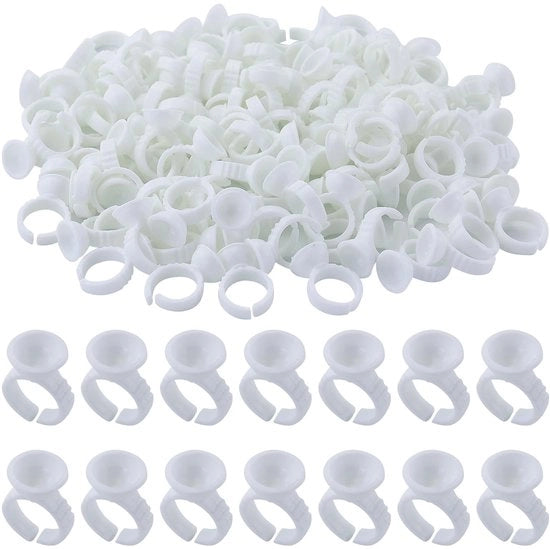 Wimperlijm in 120 pezzi - Wimperlijm ring - Otre di plastica - Estensioni ciglia - Trucco - Bianco - Wimperlijm ring