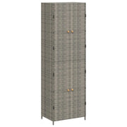 Mobile contenitore da giardino 59 x 40 x 180 cm design funzionale 4 scomparti in resina intrecciata grigia 02_0046637