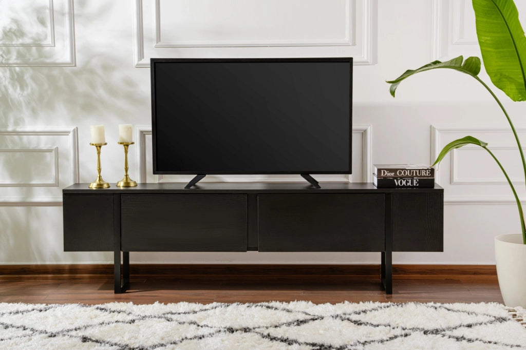 Porta TV in legno "Serenity" - 180 x 29 x 50 cm - Nero