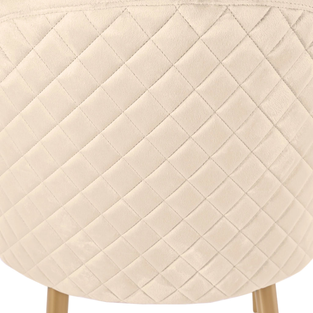 Sedia da sala da pranzo in velluto con design ergonomico; gambe metalliche dorate; in MDF e metallo; beige