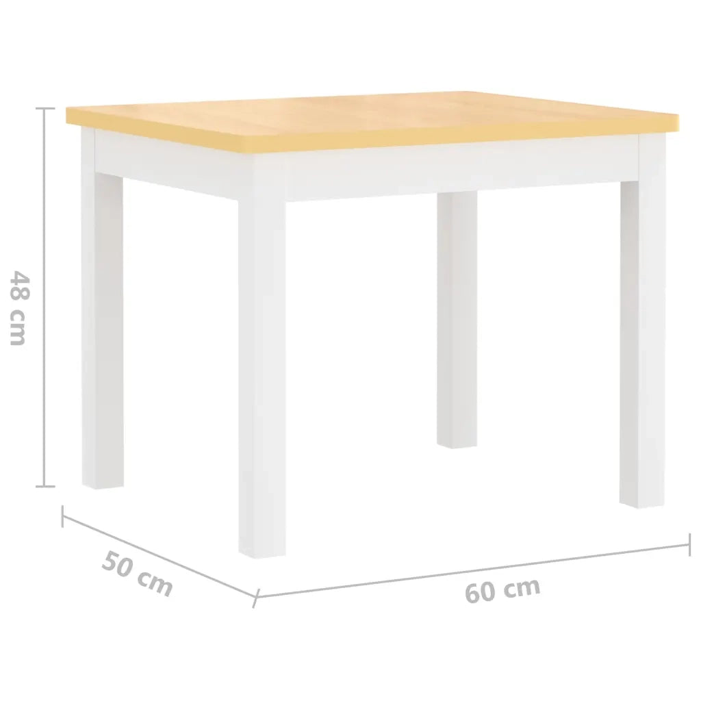 Set Tavolo e Sedie per Bambini 4 Pezzi Bianco e Beige in MDF 10412