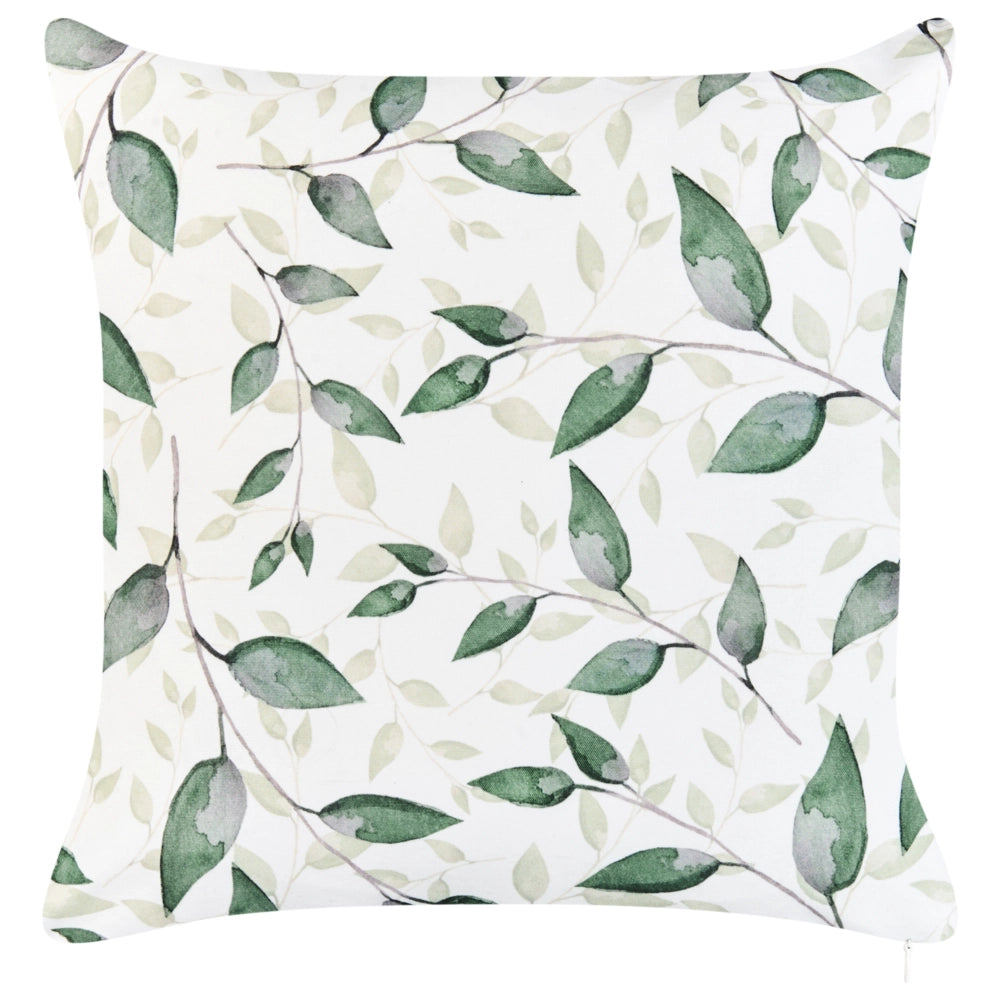 Set di 2 cuscini decorativi da esterno con motivo a foglie in tessuto verde con rivestimento rimovibile